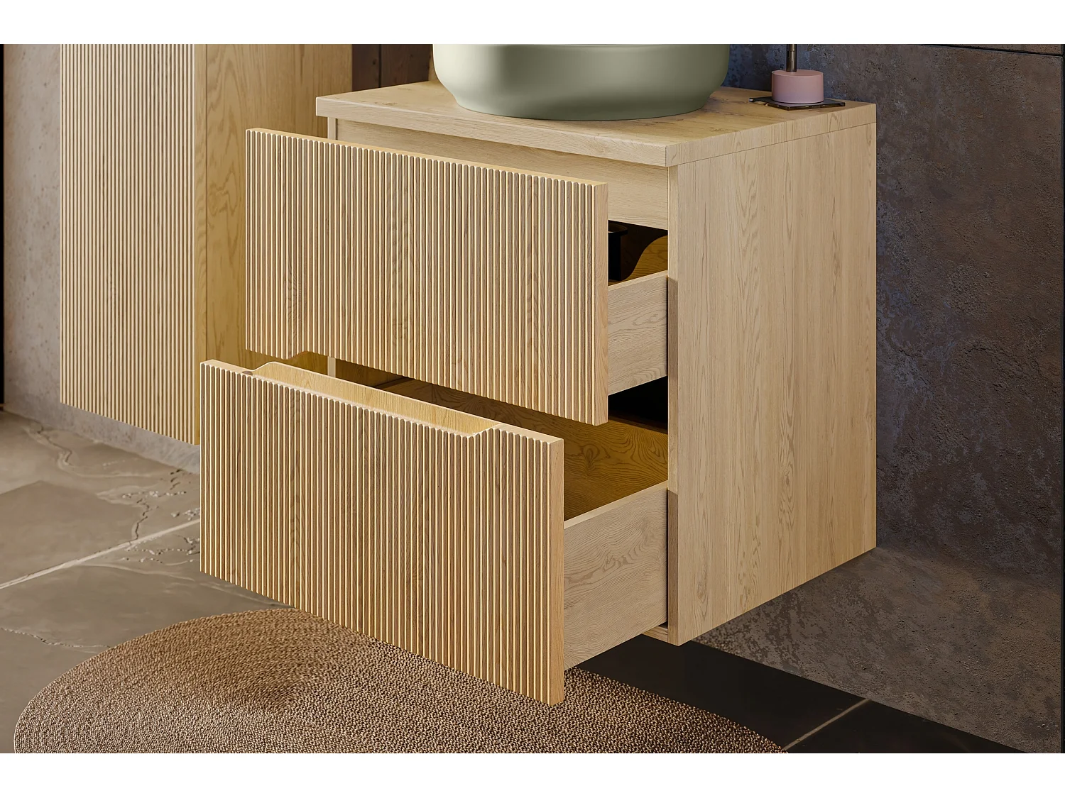 Meuble sous vasque Nordic Cremona 60 cm avec 2 tiroirs