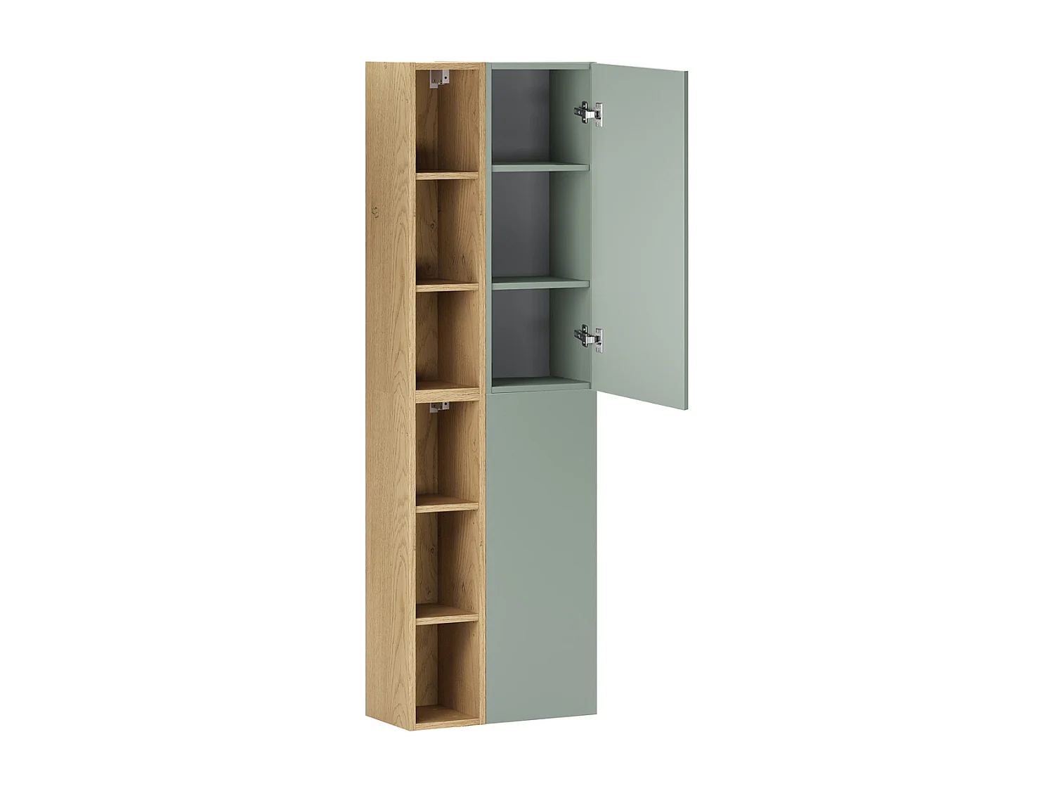 Ensemble meuble simple vasque encastrée 80cm et colonne Oria Vert mat