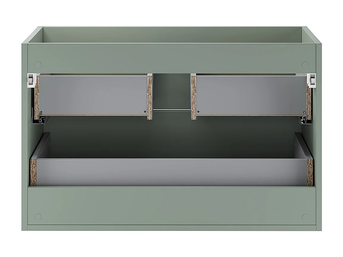 Ensemble meuble simple vasque encastrée 80cm et colonne Oria Vert mat
