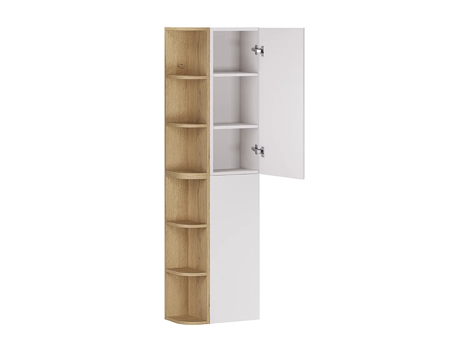 Set aus Einzelwaschtisch 120cm mit abgerundeten Nischen und Säule Oria Weiß matt