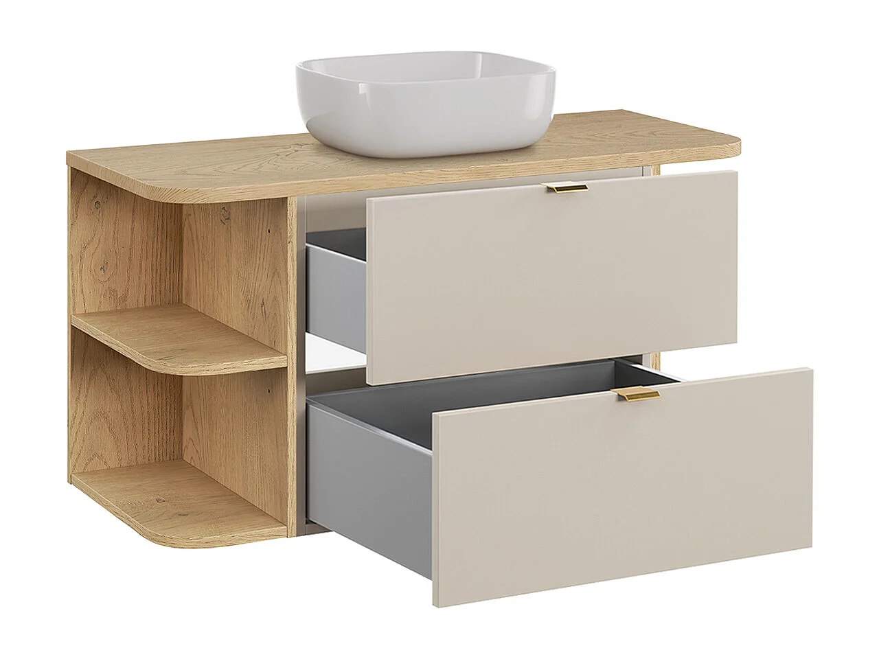 Conjunto mueble lavabo individual 100cm y columna Azel Cachemira y Madera