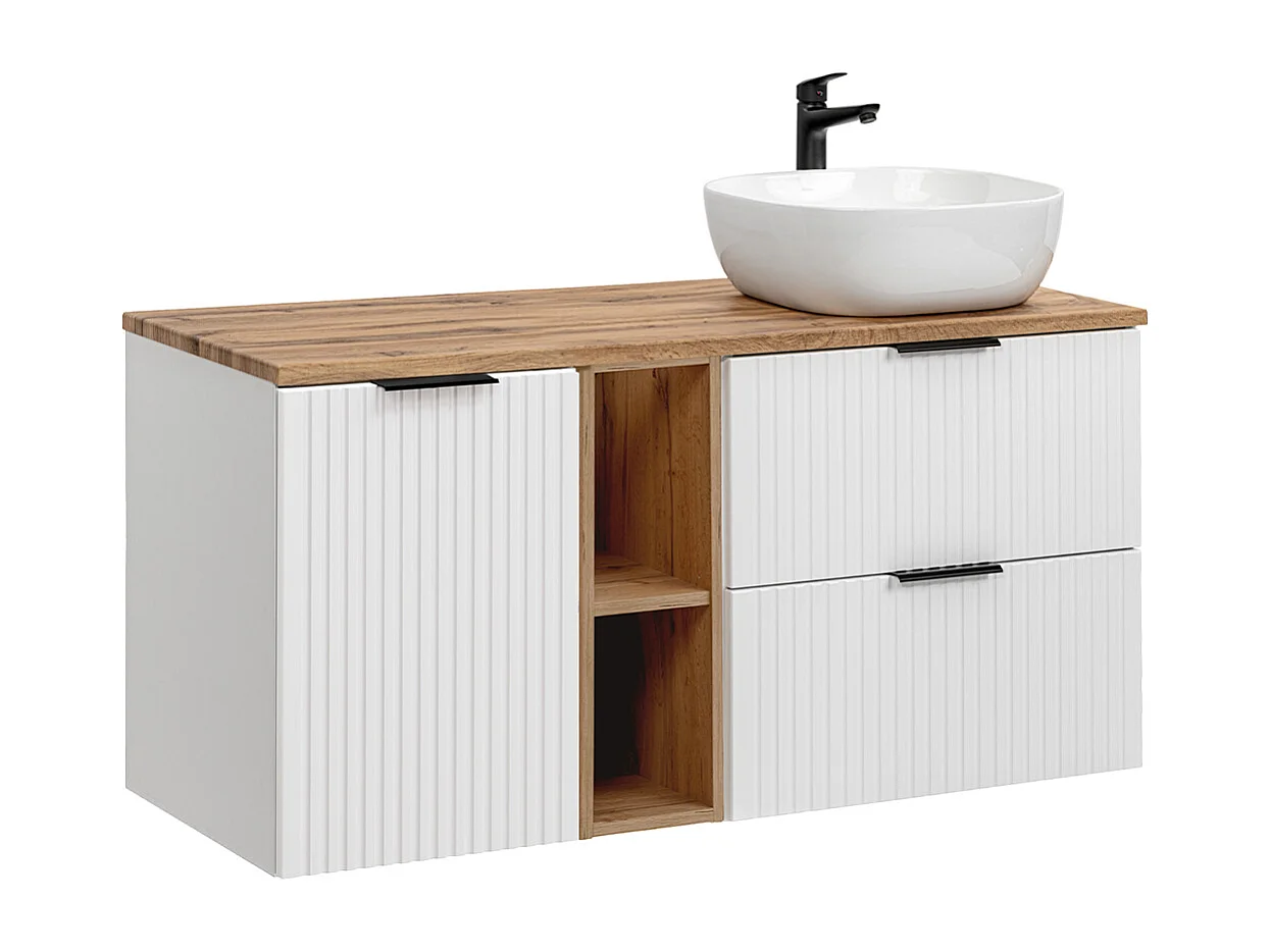 Set di mobili da bagno con lavabo Adriel bianco e marrone 120cm