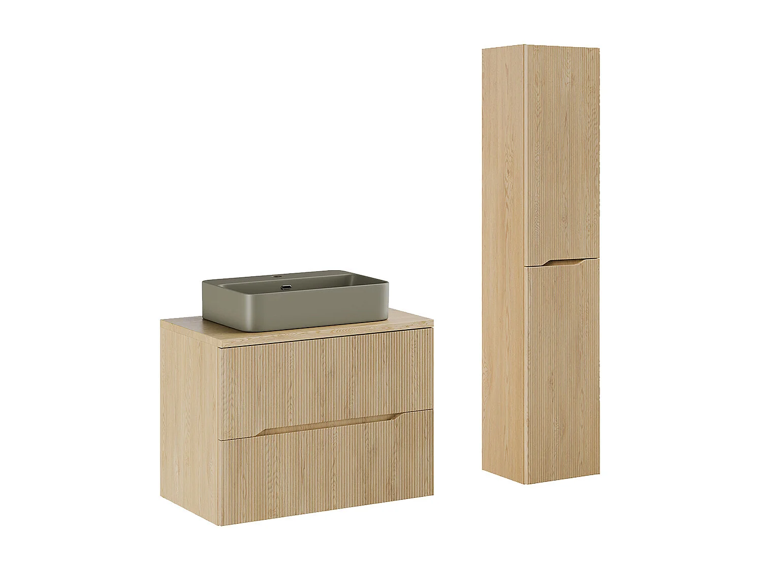 Set di mobili da bagno con lavabo Isaline rovere chiaro 80cm