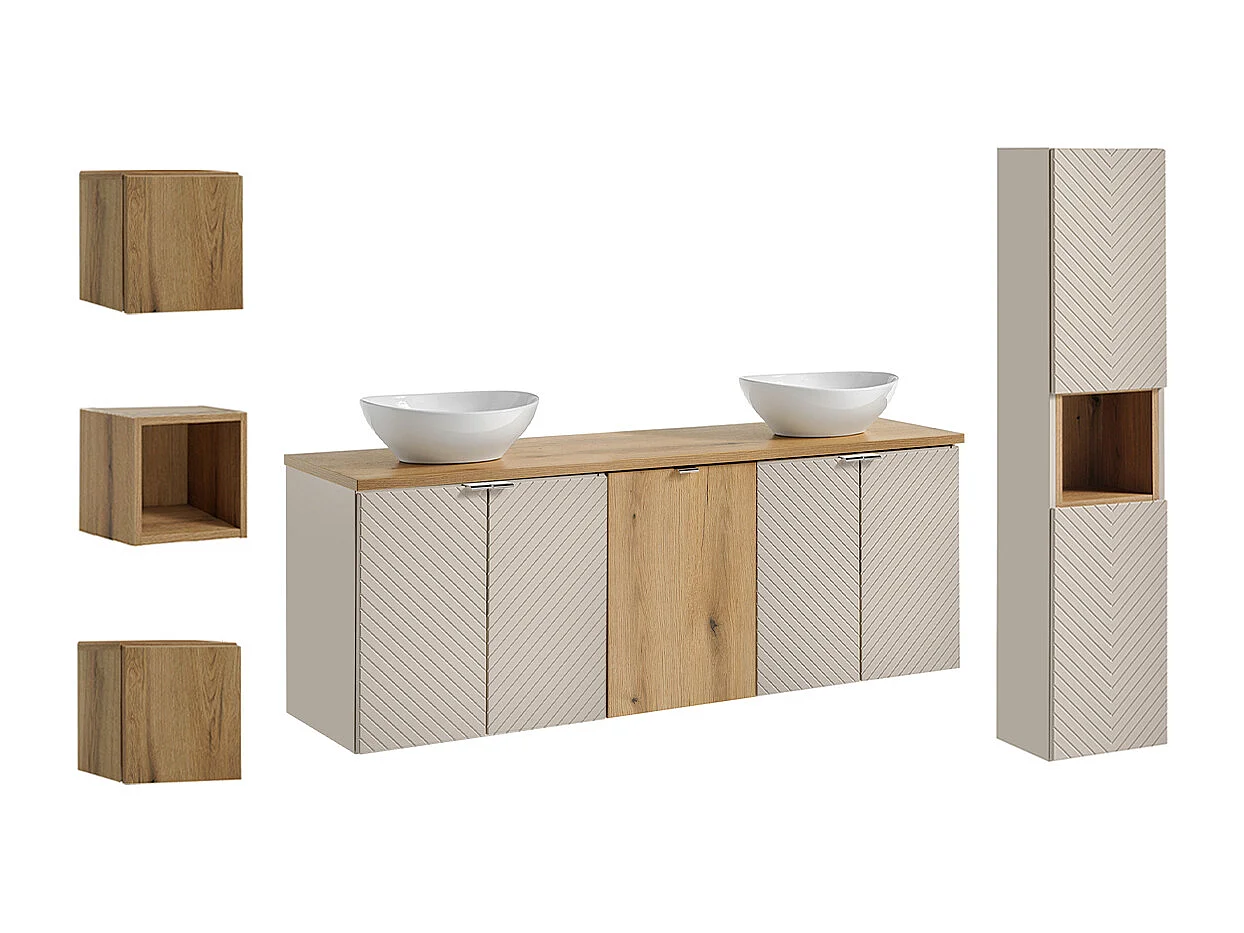 Set di mobili da bagno doppio lavabo Manoa cashmere - marrone 160cm