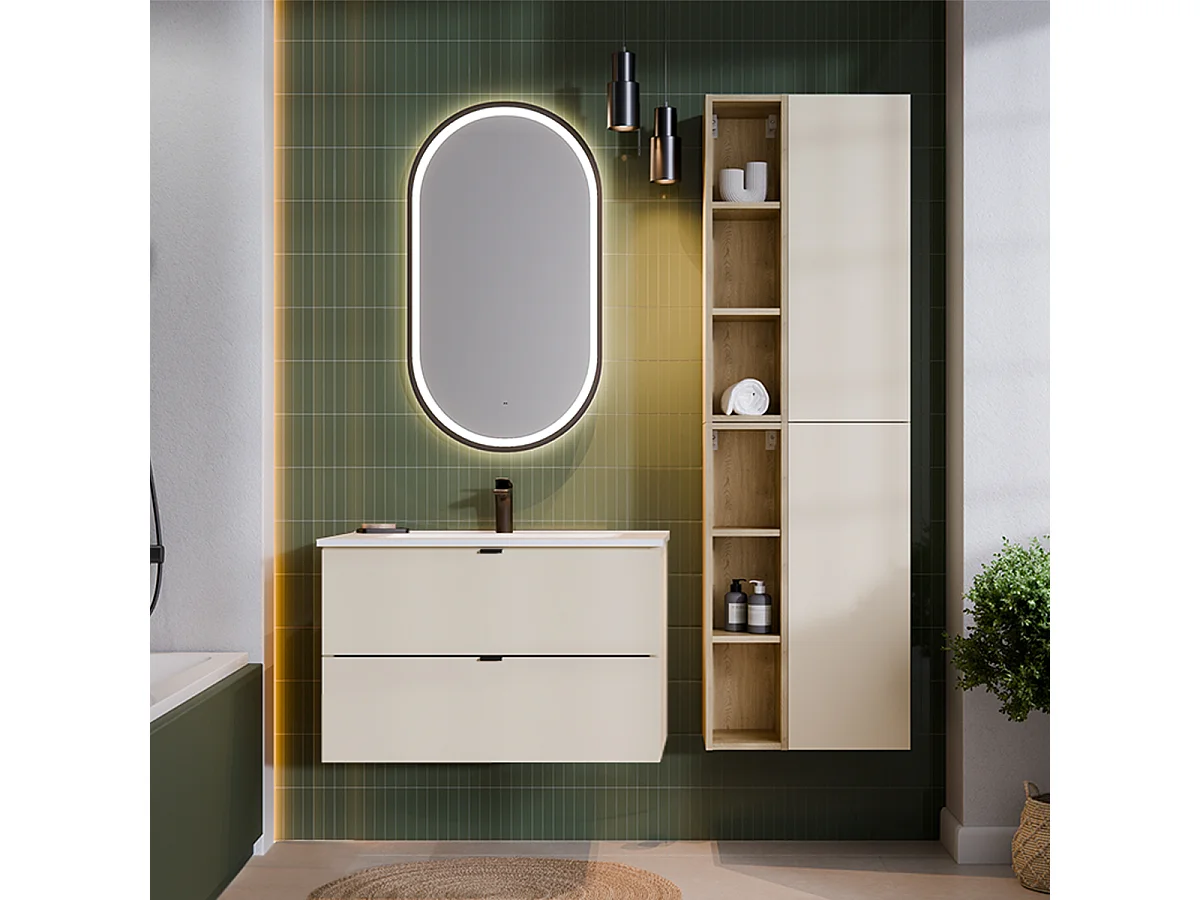 Set di mobili da bagno con lavabo Azel cachemire 80cm