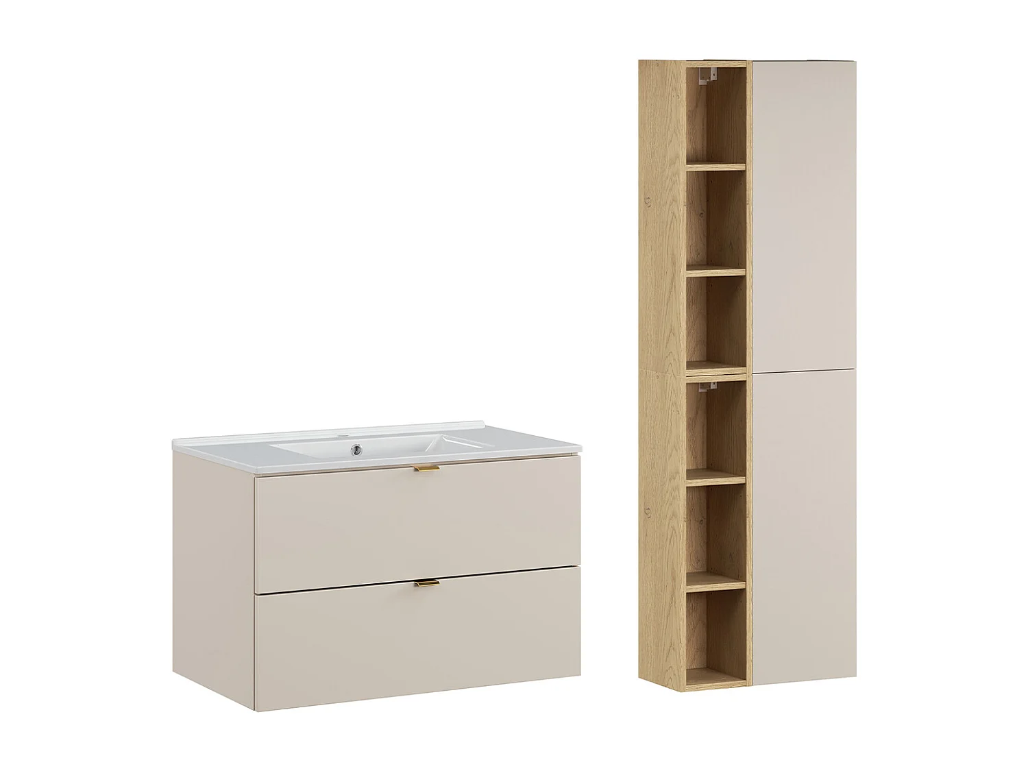 Set di mobili da bagno con lavabo Azel cachemire 80cm