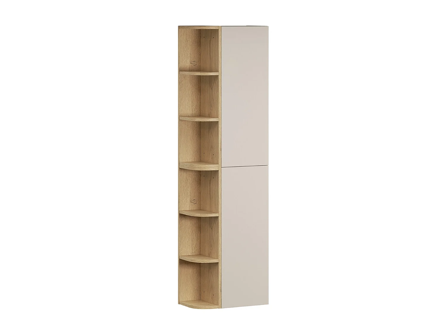 Ensemble meuble sous-vasque 100cm niches arrondies et colonne Azel Cachemire et Bois