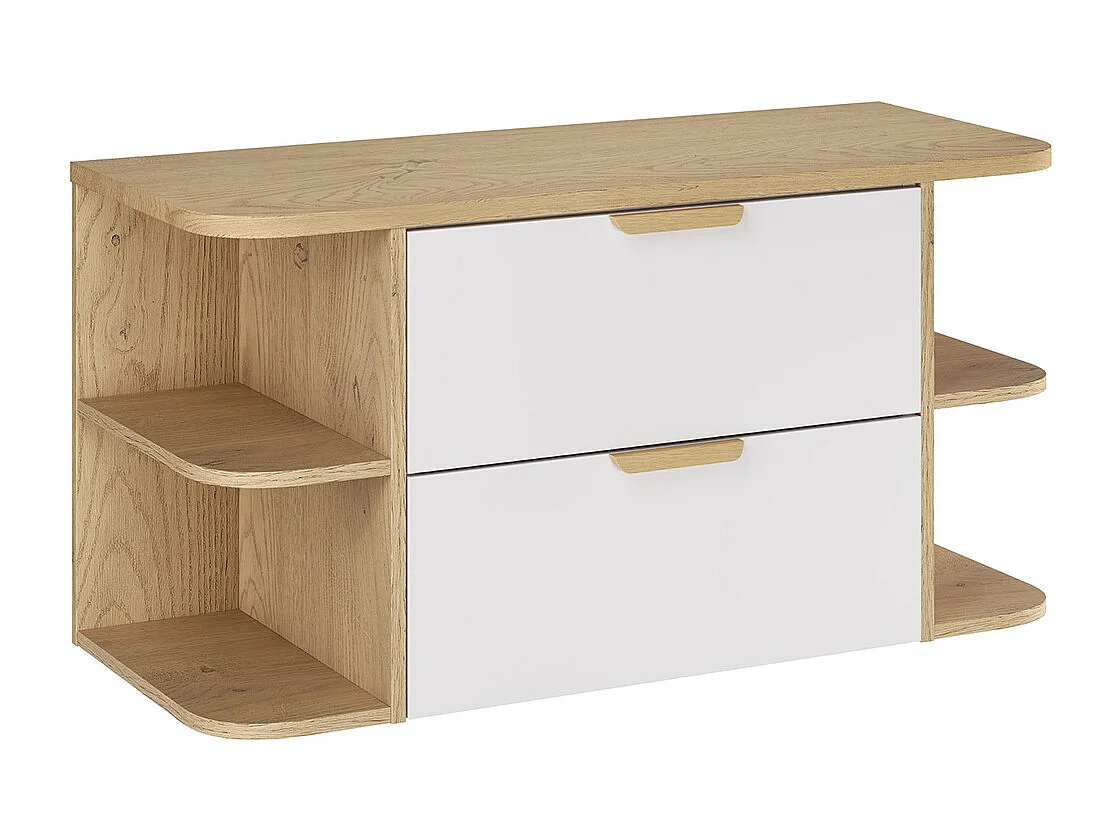 Set Waschtischunterschrank 100cm mit abgerundeten Nischen und Säule Oria Mattweiß