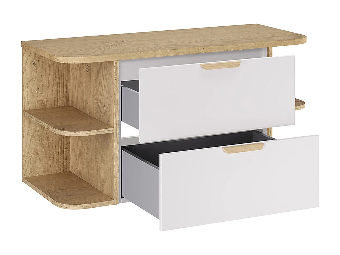 Set Waschtischunterschrank 100cm mit abgerundeten Nischen und Säule Oria Mattweiß