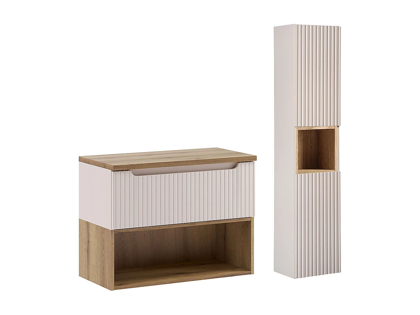 Riva Cashmere en hout 80cm badmeubel en kolommenset