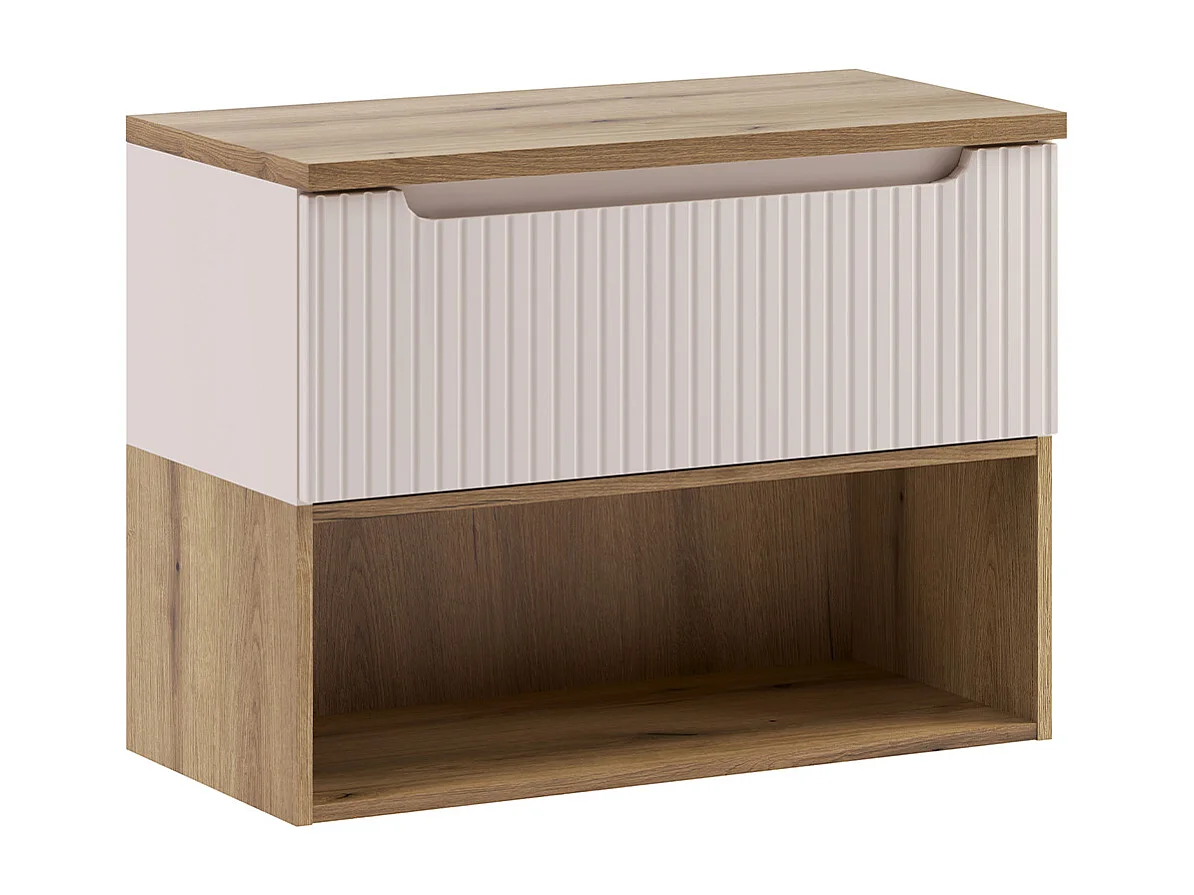 Riva Cashmere en hout 80cm badmeubel en kolommenset
