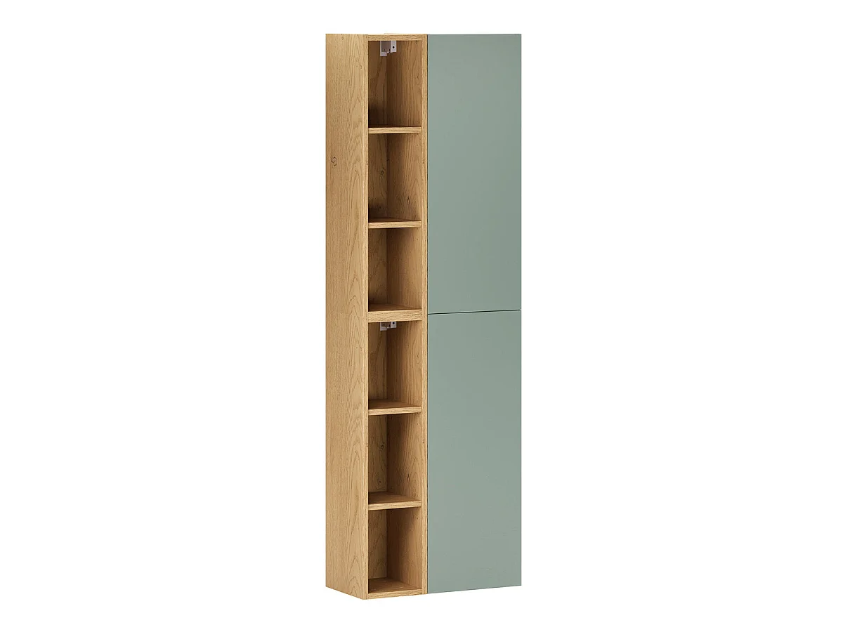 Ensemble meuble simple vasque encastrée 120cm 4 niches et colonne Oria Vert mat
