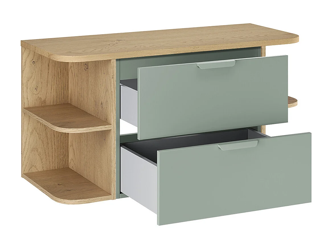 Ensemble meuble sous-vasque 100cm niches arrondies et colonne Oria Vert mat