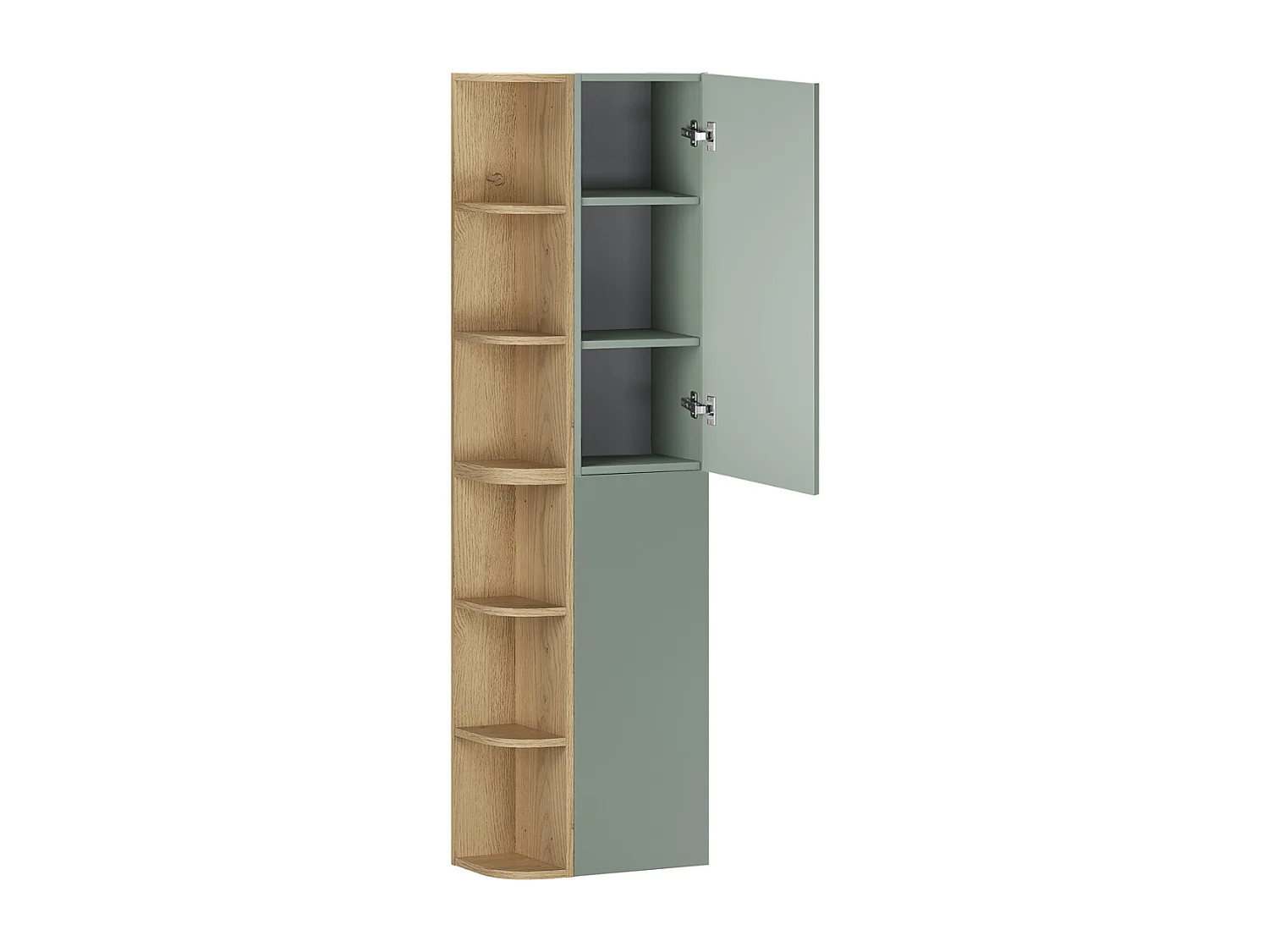 Ensemble meuble sous-vasque 100cm niches arrondies et colonne Oria Vert mat