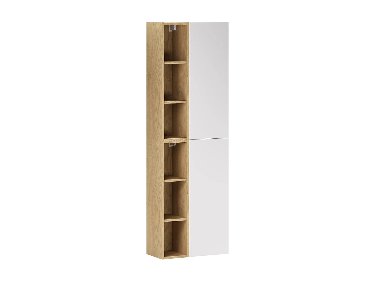 Set aus Einzelwaschtisch 80cm 2 Nischen und Säule Oria Mattweiß