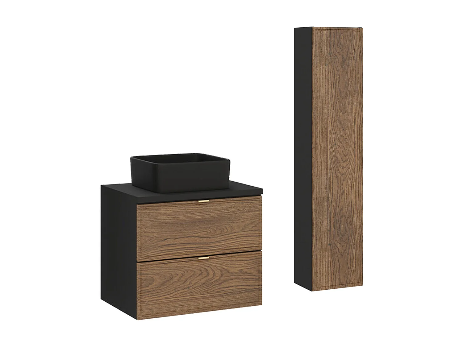 Set di mobili da bagno con lavabo Elena marrone e nero 60cm
