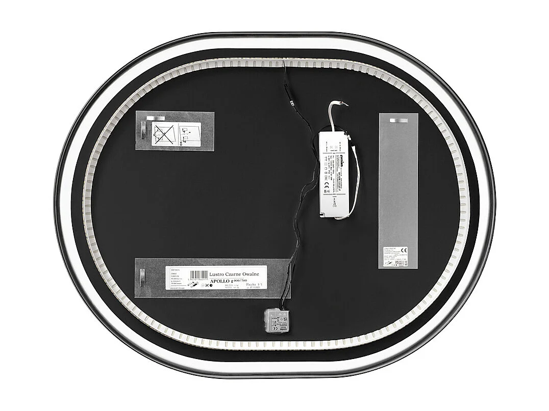 Set aus Einzelwaschtisch mit Einbauwaschbecken 80cm Säule und Spiegel Elena Holz und Schwarz