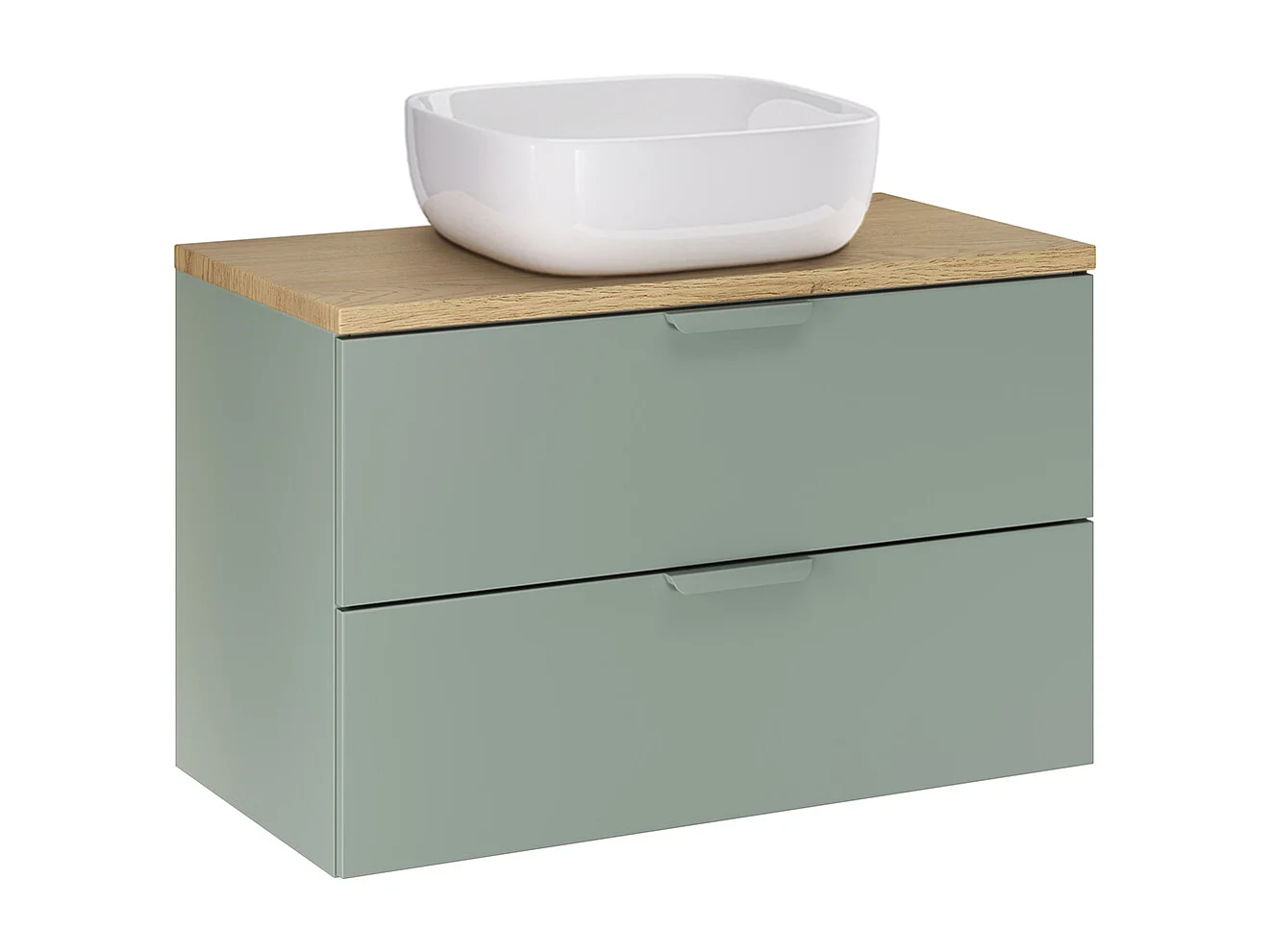 Ensemble meuble simple vasque 80cm et colonne Oria Vert mat