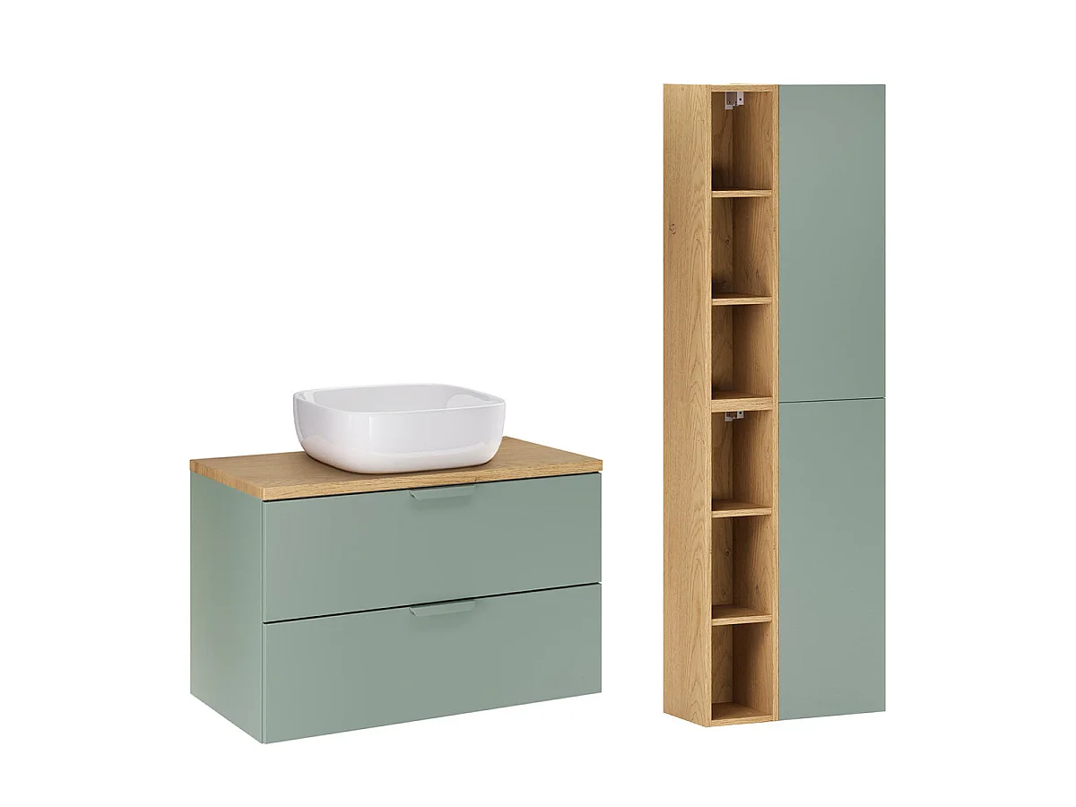80cm single vanity unit with Oria column Matt green