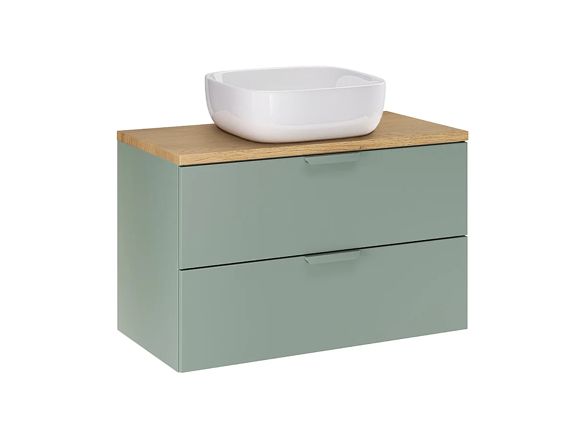 80cm single vanity unit with Oria column Matt green