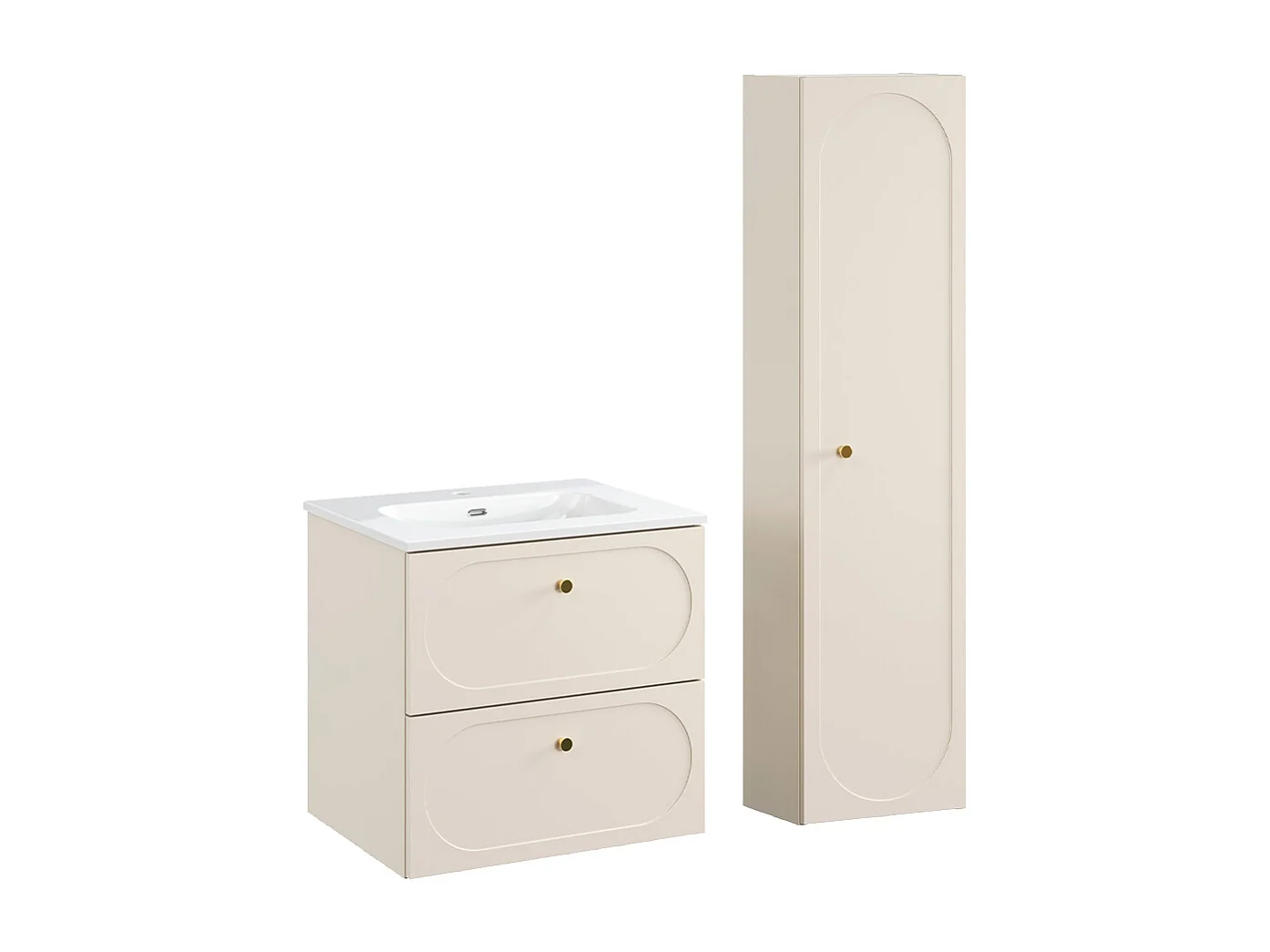 Sanae Sand beige underskåp med 60 cm infällt tvättställ och kommod