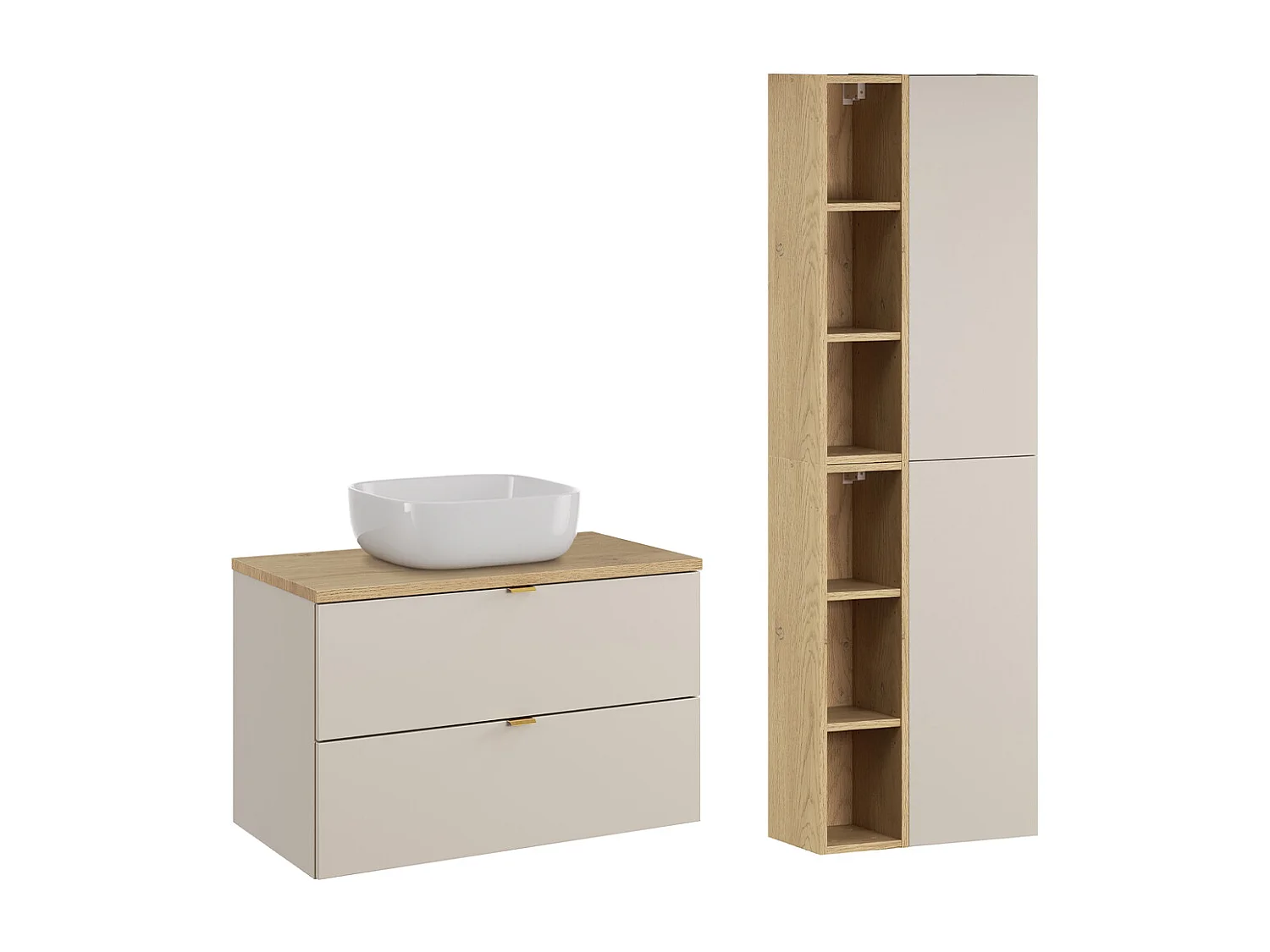 Azel Cashmere och Wood 80cm tvättställsskåp med sockel