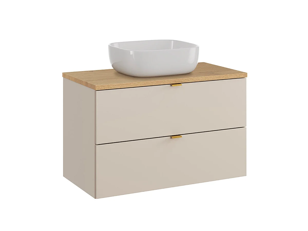 Ensemble meuble simple vasque 80cm et colonne Azel Cachemire et Bois