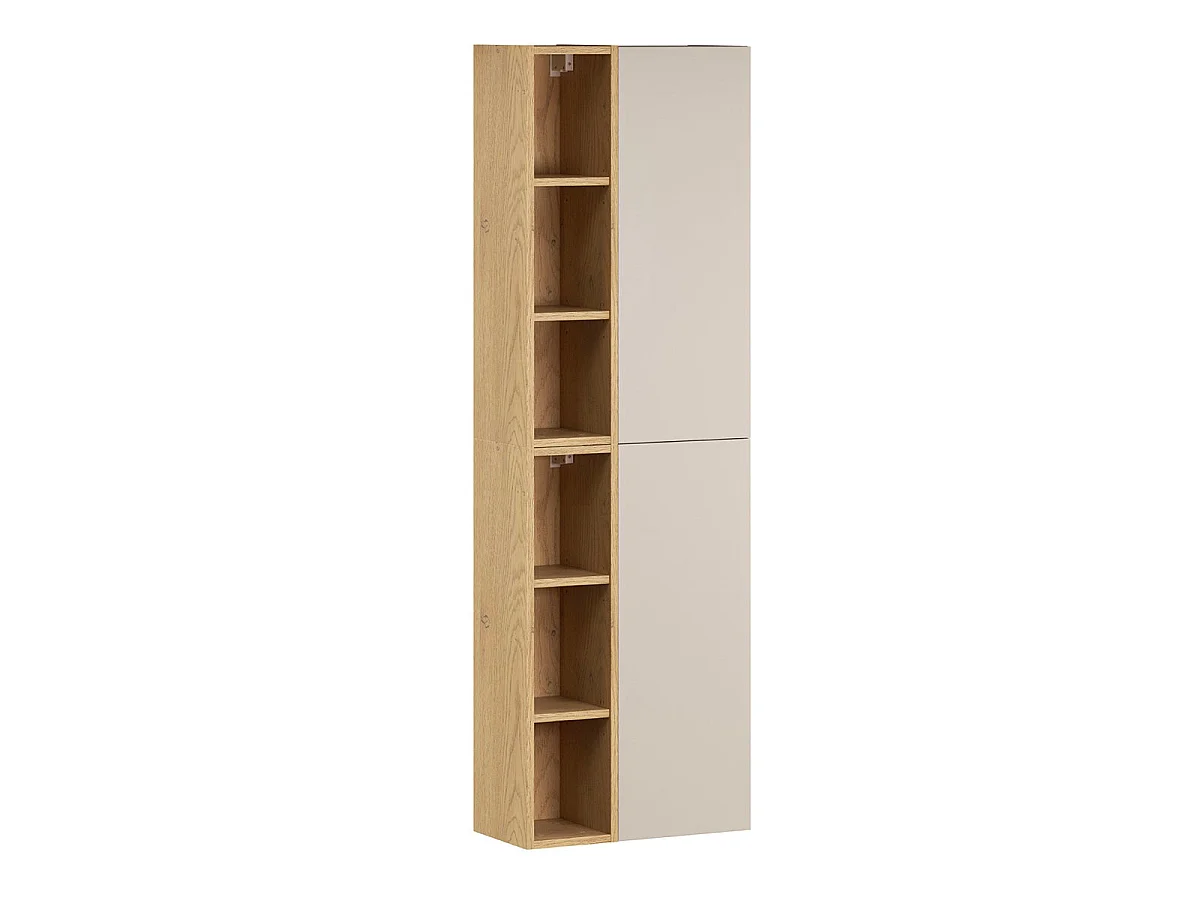 Ensemble meuble simple vasque 80cm et colonne Azel Cachemire et Bois
