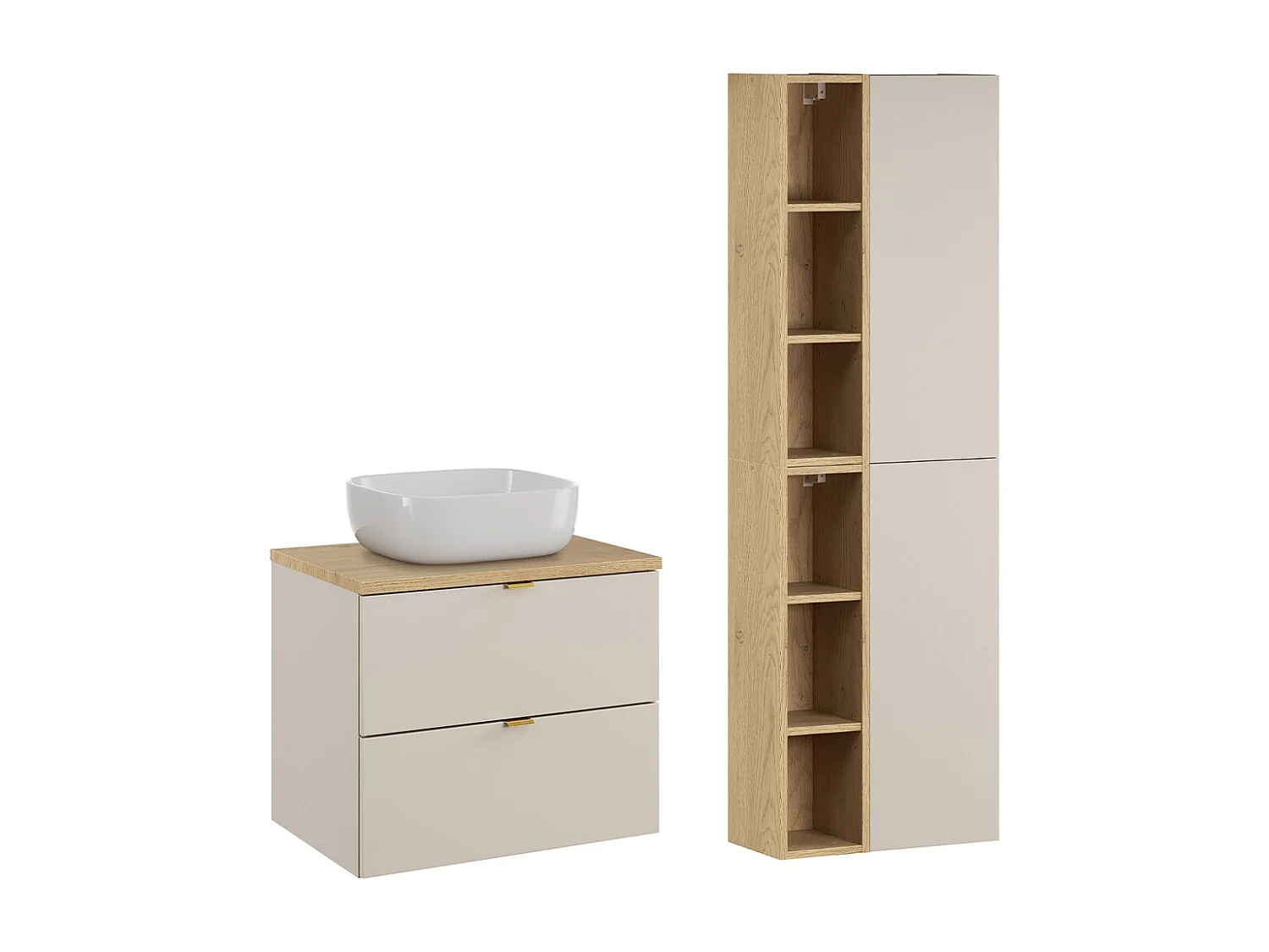 Azel Cashmere og Wood 60 cm enkelt håndvask med piedestal