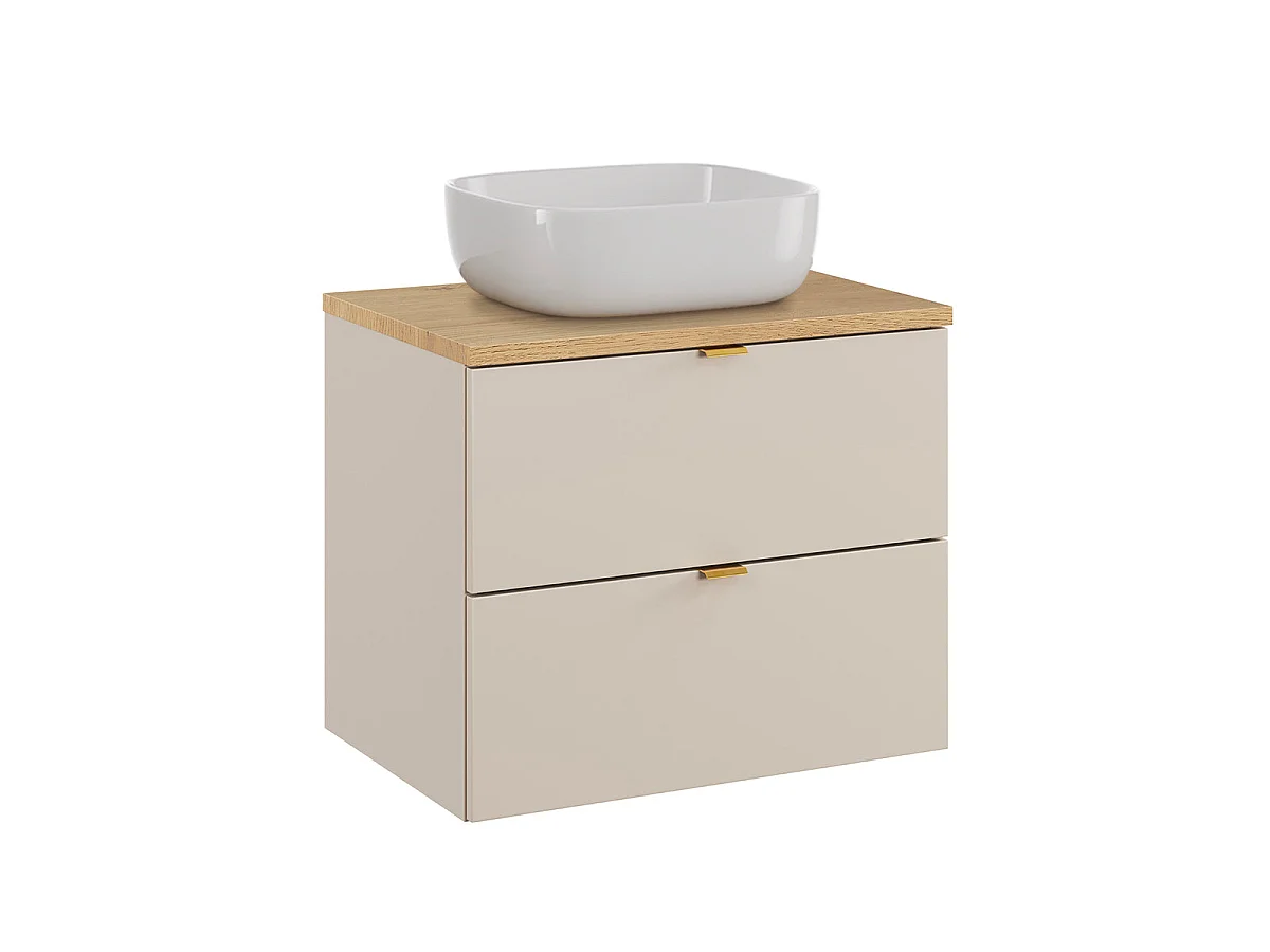 Ensemble meuble simple vasque 60cm et colonne Azel Cachemire et Bois