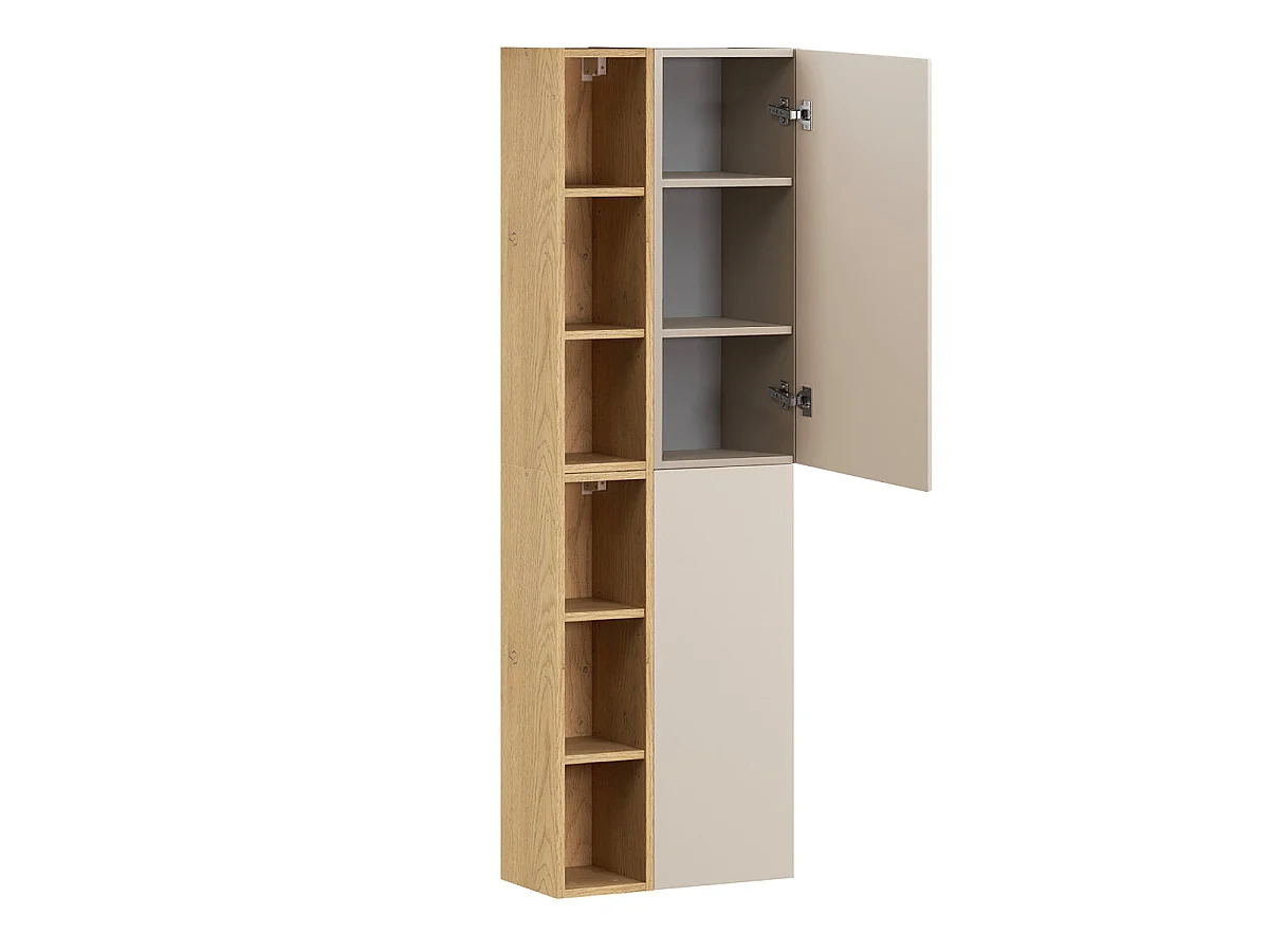 Ensemble meuble simple vasque 60cm et colonne Azel Cachemire et Bois