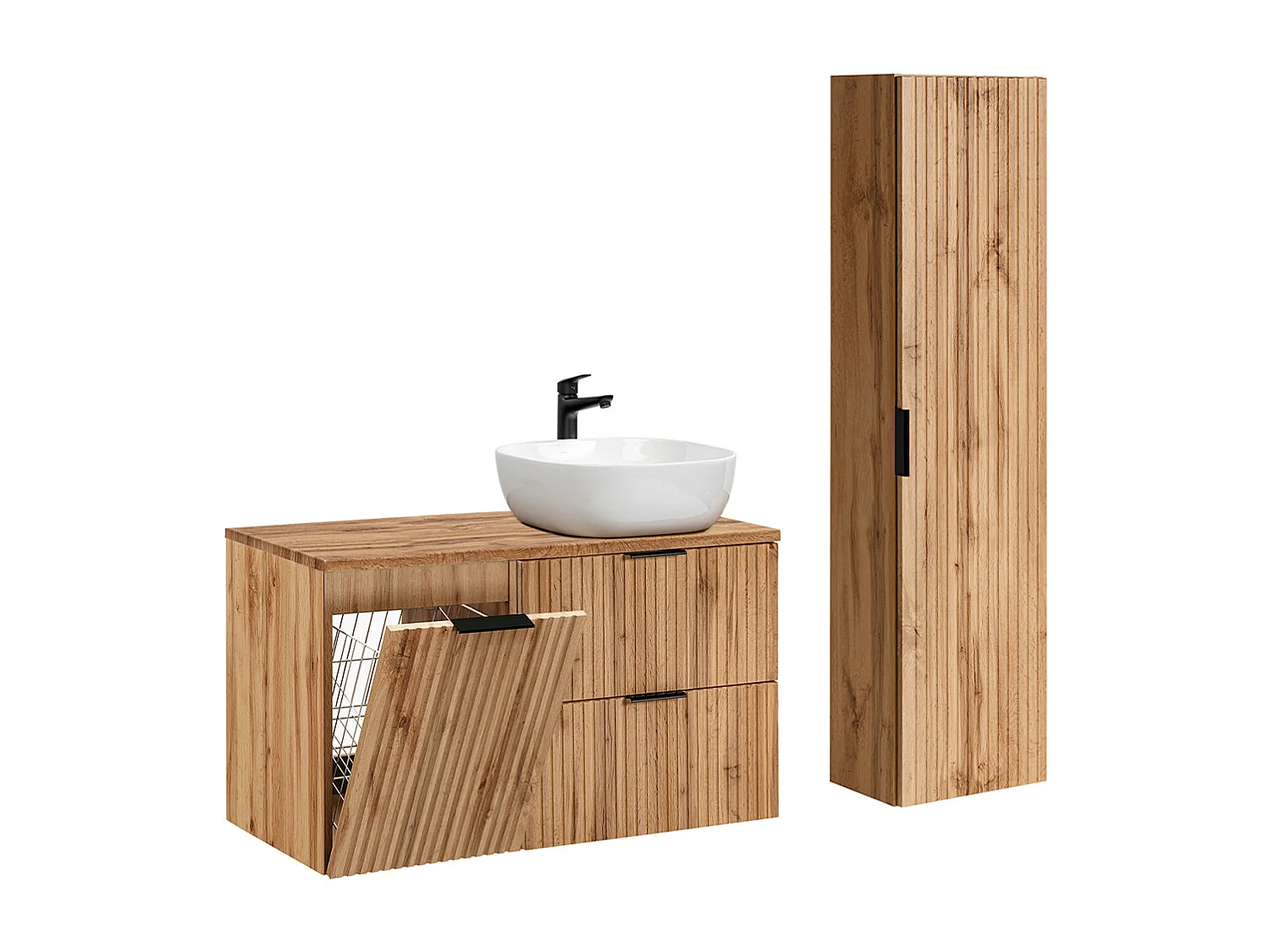 Set di mobili da bagno con lavabo Adriel marrone 100cm