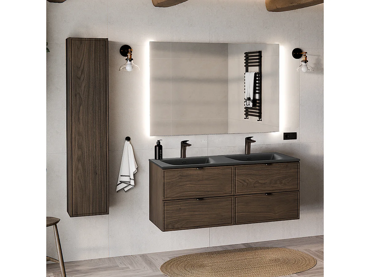 Set di mobili da bagno doppio lavabo Elias marrone 120cm