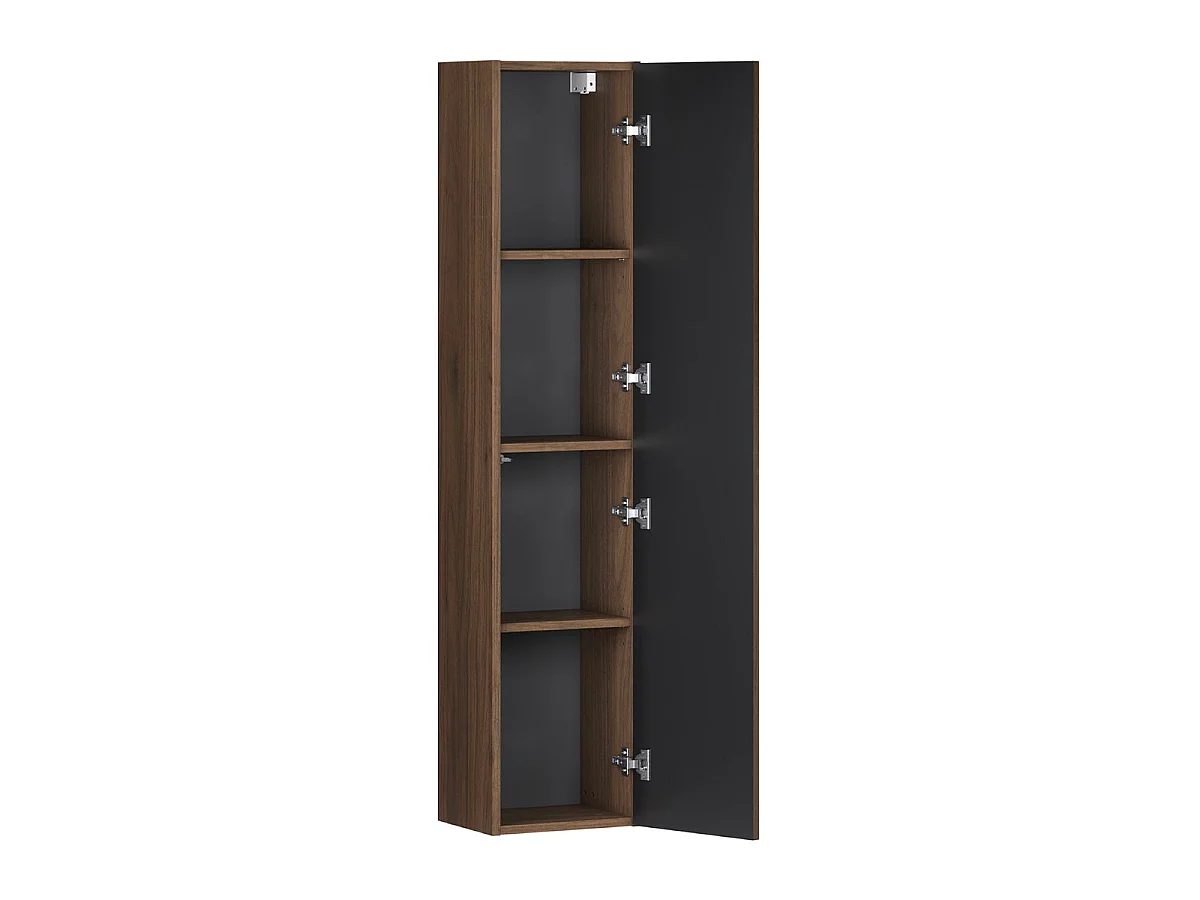 Ensemble meuble double vasque encastrée 120cm et colonne Elias Bois foncé - Vasque noire