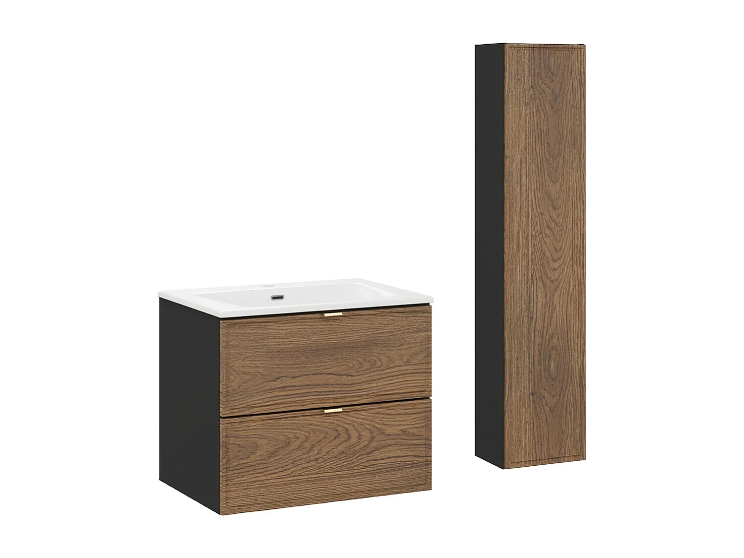 Set di mobili da bagno con lavabo Elena marrone e nero 60cm
