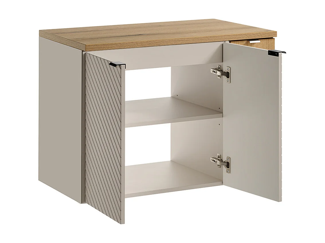 80cm 3-deurs Manoa wastafelmeubel met sokkel Kasjmier en Hout