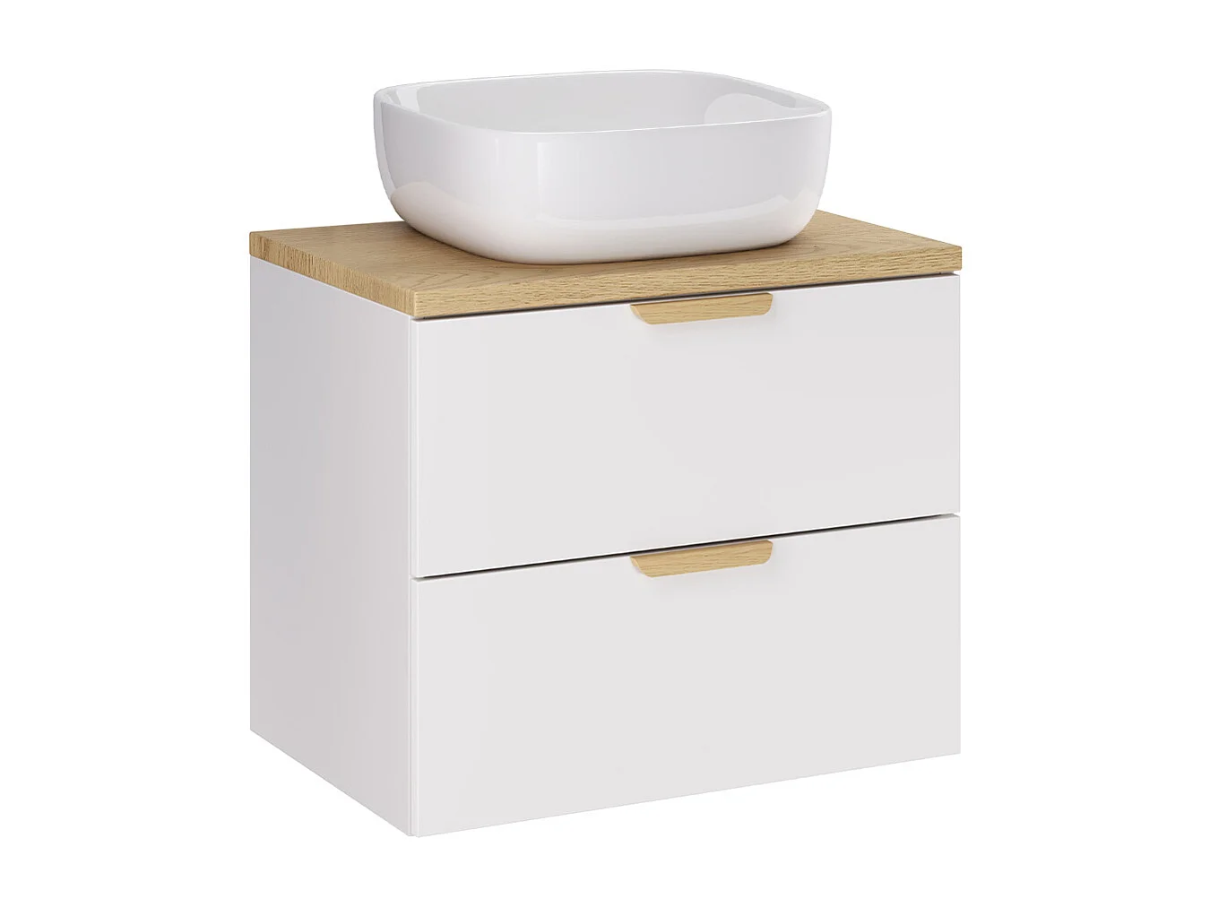 Ensemble meuble simple vasque 60cm et colonne Oria Blanc mat
