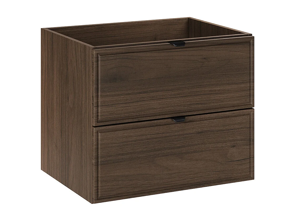 Ensemble meuble simple vasque encastrée 60cm et colonne Elias Bois foncé
