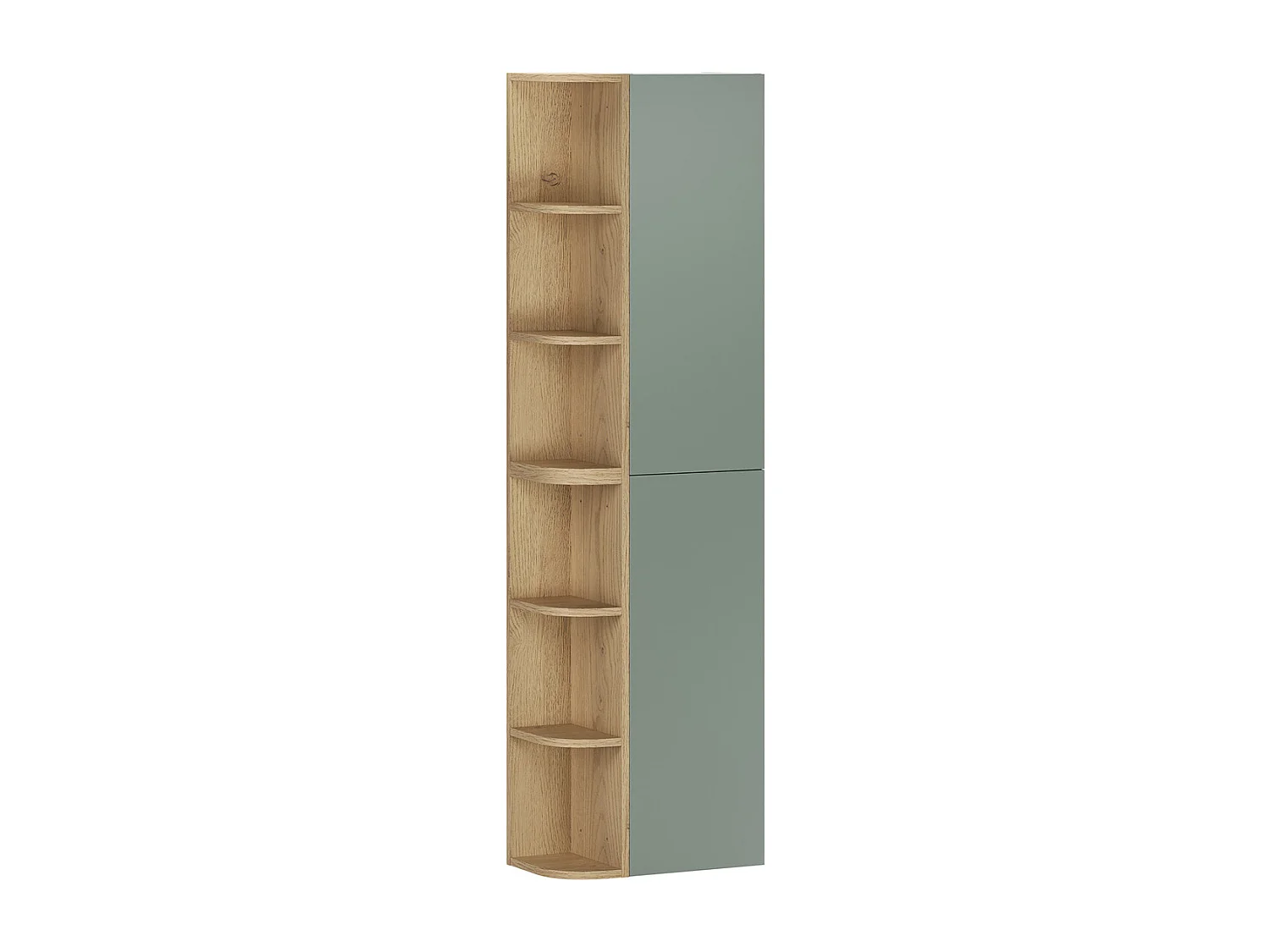 Ensemble meuble simple vasque 120cm niches arrondies et colonne Oria Vert mat