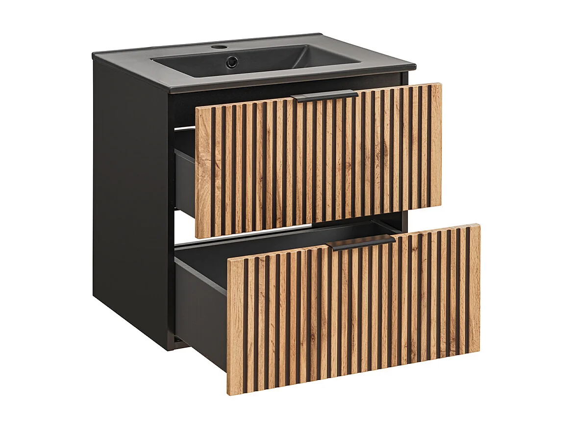 Set di mobili da bagno con lavabo Gaia marrone e nero 60cm