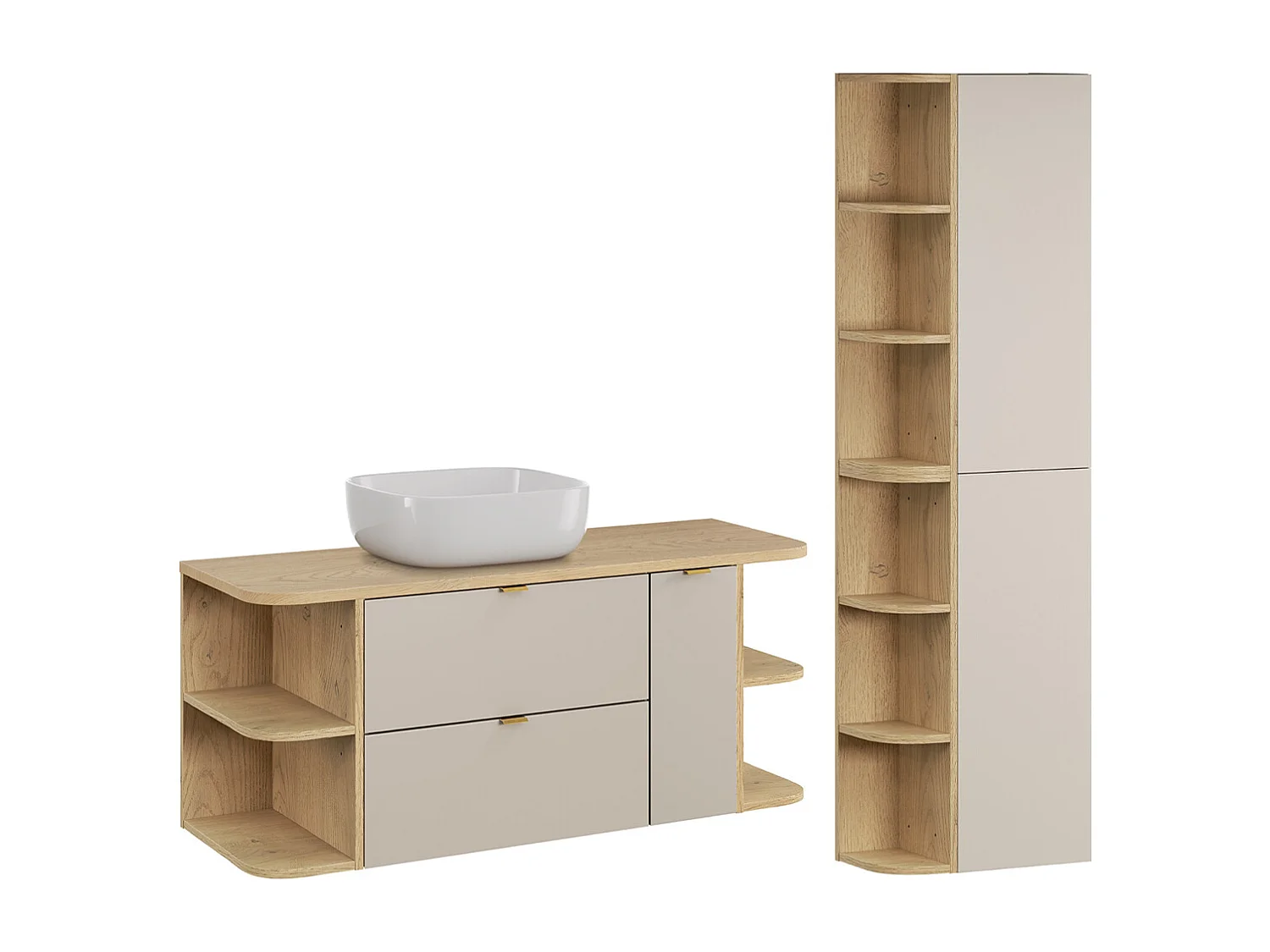 Azel Kasjmier en Hout 120cm 3-lades wastafel met sokkel