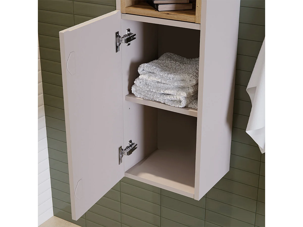 Ensemble onderbouw wastafel 100cm wasmand en kolom Riva Kasjmier en Hout