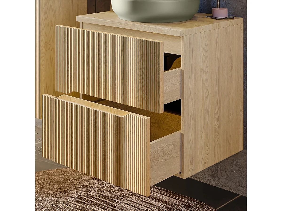 Set di mobili da bagno con lavabo Isaline rovere chiaro 60cm