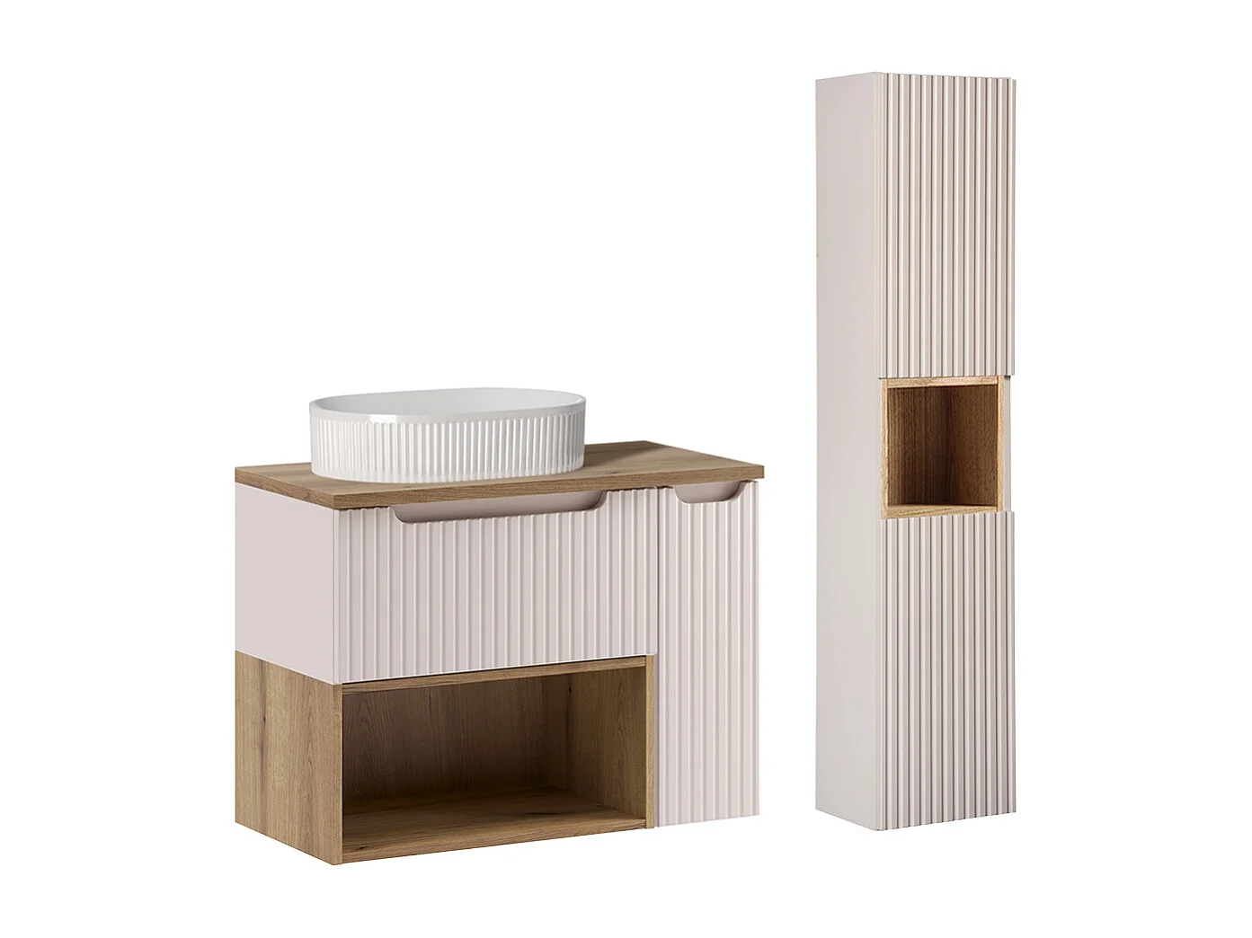 Set di mobili da bagno con lavabo Riva cashmere 80cm