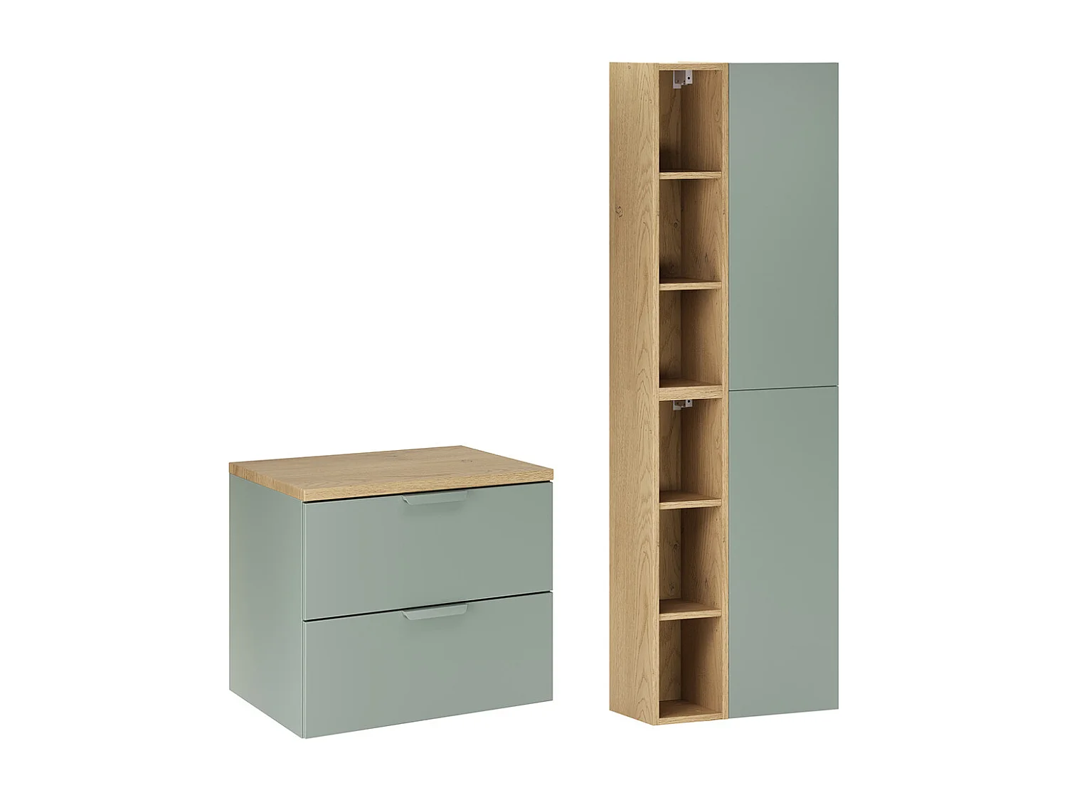 Ensemble meuble sous-vasque 60cm et colonne Oria Vert mat