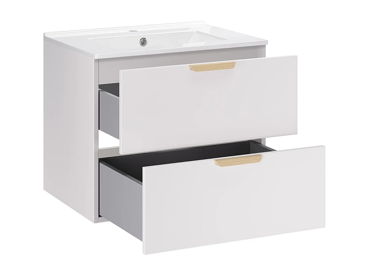 Ensemble 60cm enkele wastafel ingebouwd en colonne Oria Matwit
