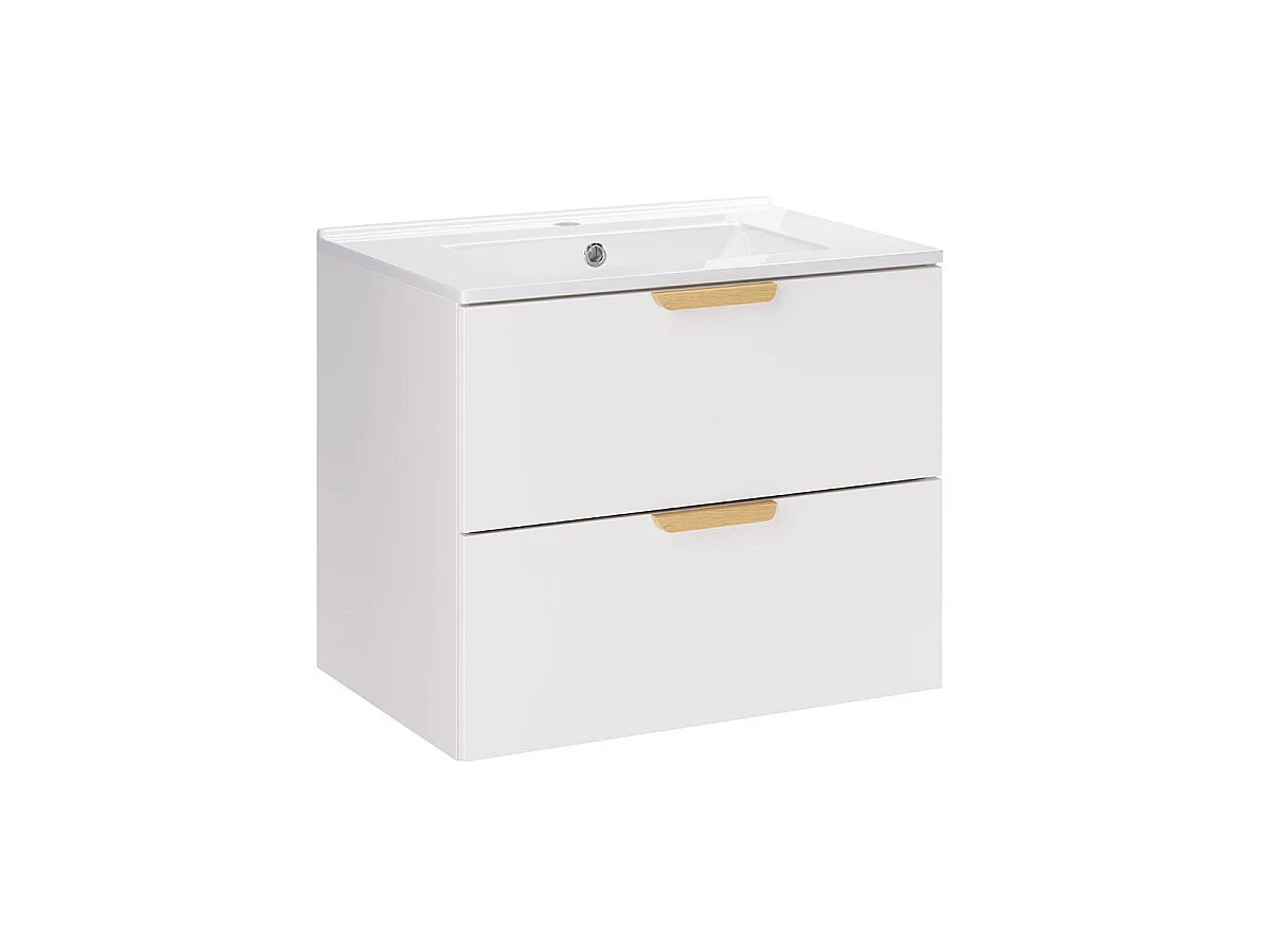 Ensemble meuble simple vasque encastrée 60cm et colonne Oria Blanc mat
