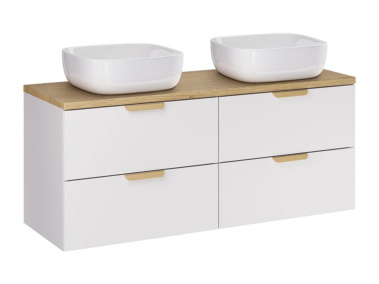 Set aus Doppelwaschtisch 120cm und Säule Oria Mattweiß