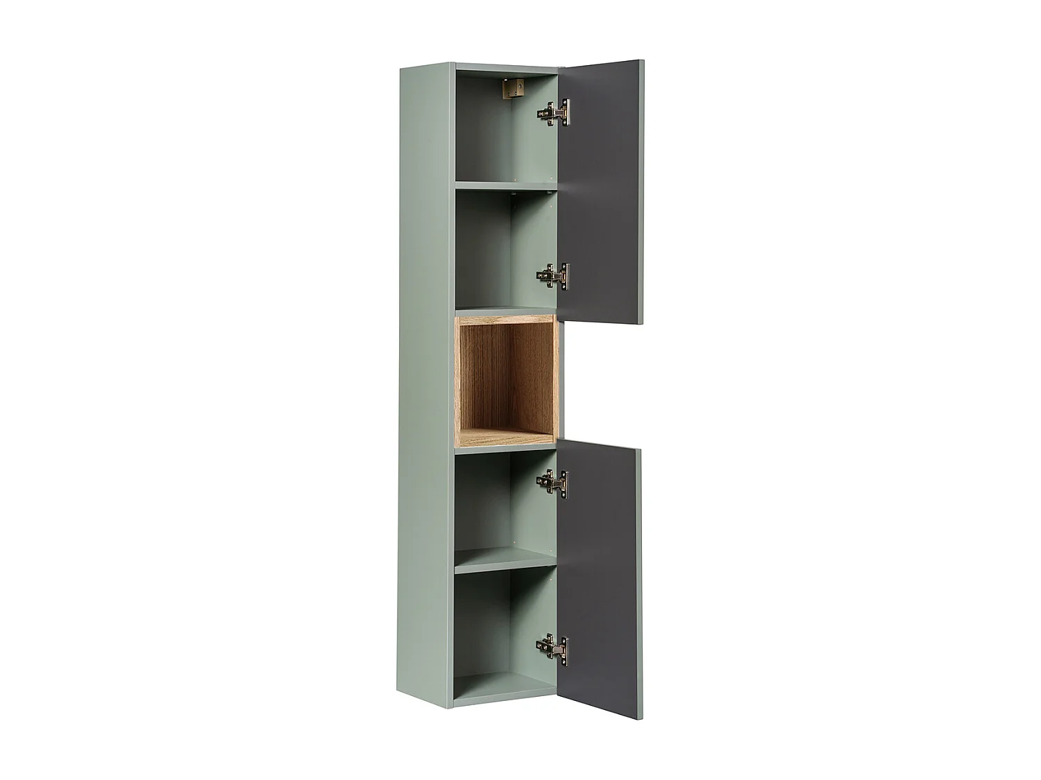 Ensemble meuble simple vasque 120cm panier à linge et colonne Jade Vert et Bois