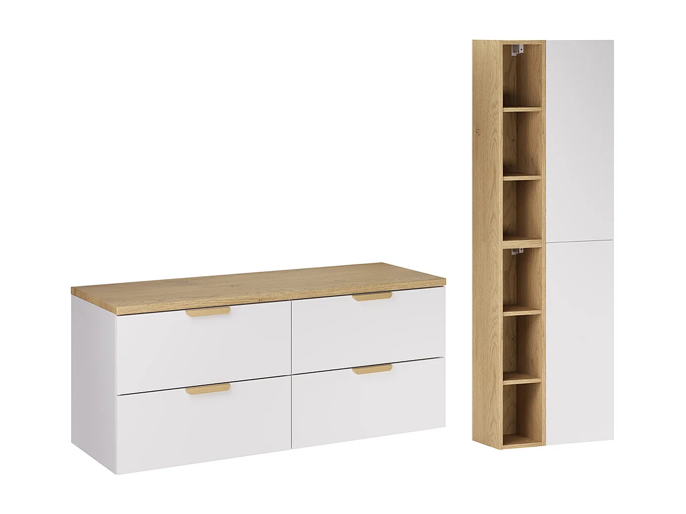 Set Waschtischunterschrank 120cm und Säule Oria Mattweiß